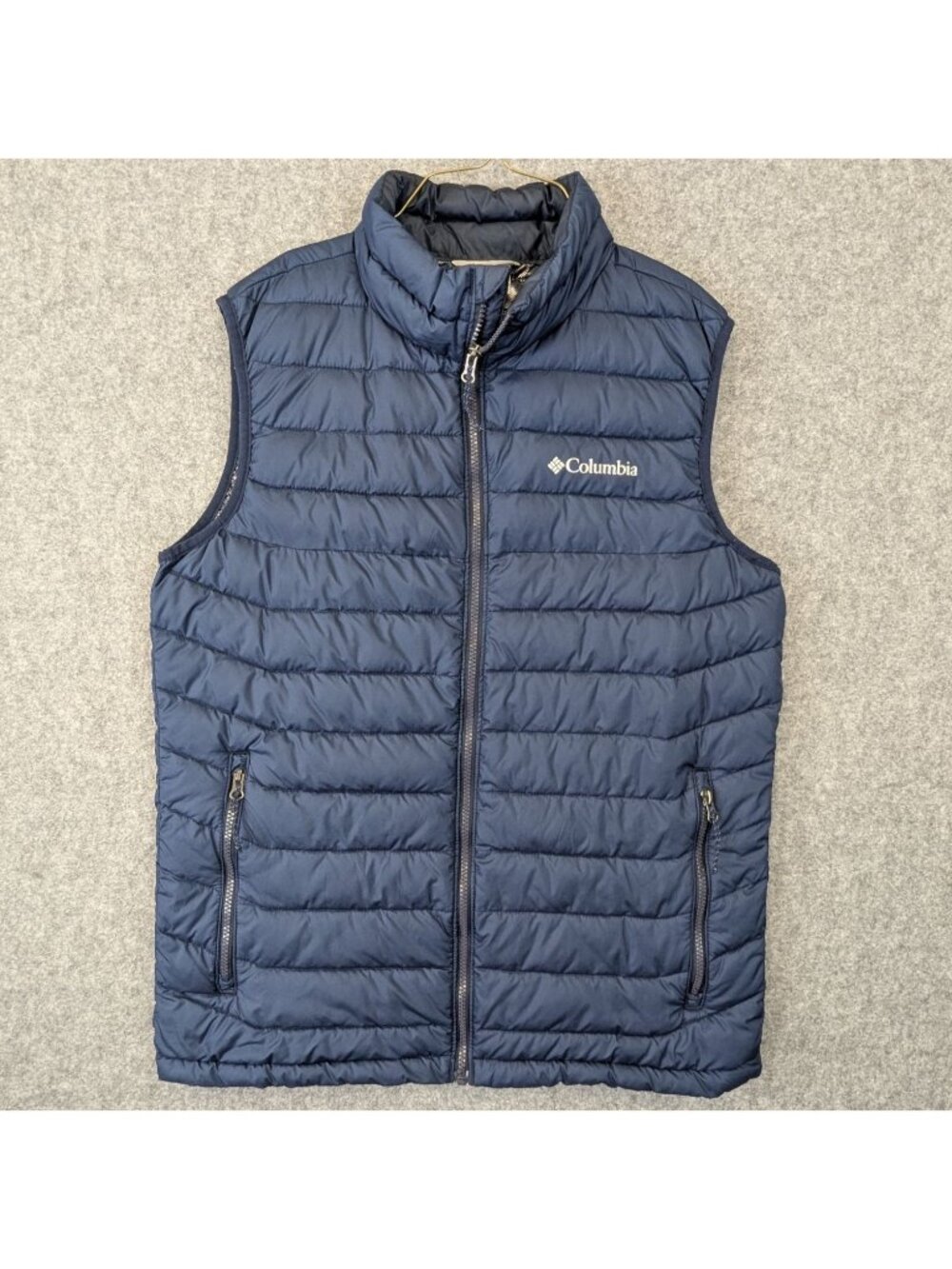 Columbia Powder Lite Insulated Puffer Vest Navy Blue Omni-Heat Mens Size Medium